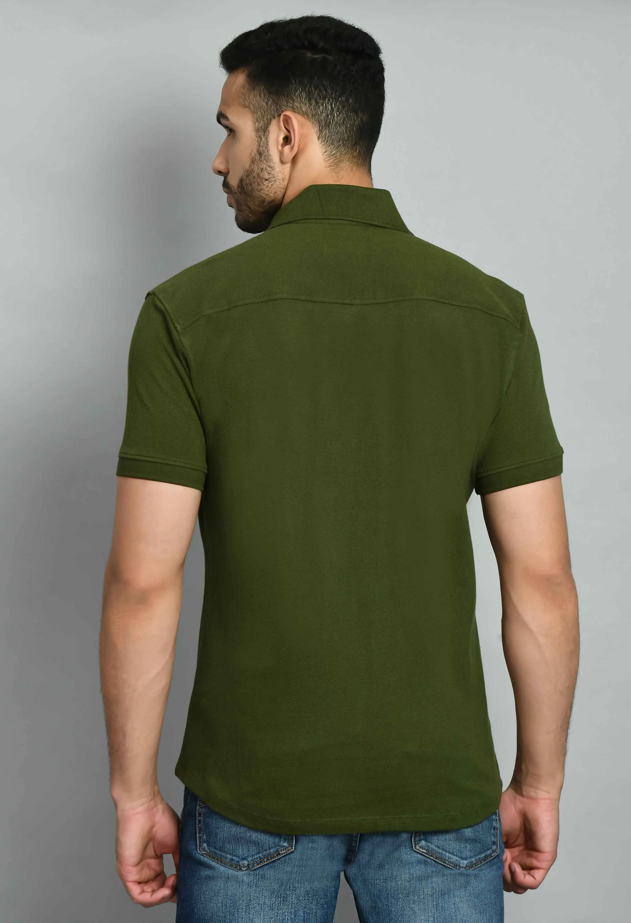 Men's Olive Smart Fit Solid Shirt
