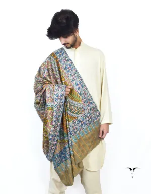 Natural Embroidered Pashmina Shawl 5706