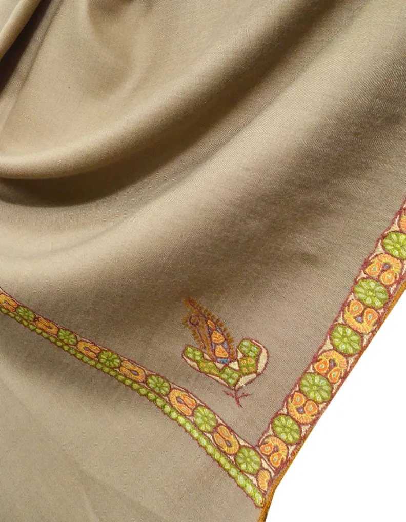 Natural Pashmina Shawl With Sozni 5681