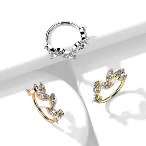 Nose Hoop - 6 Cubic Zirconia - Vines 20g