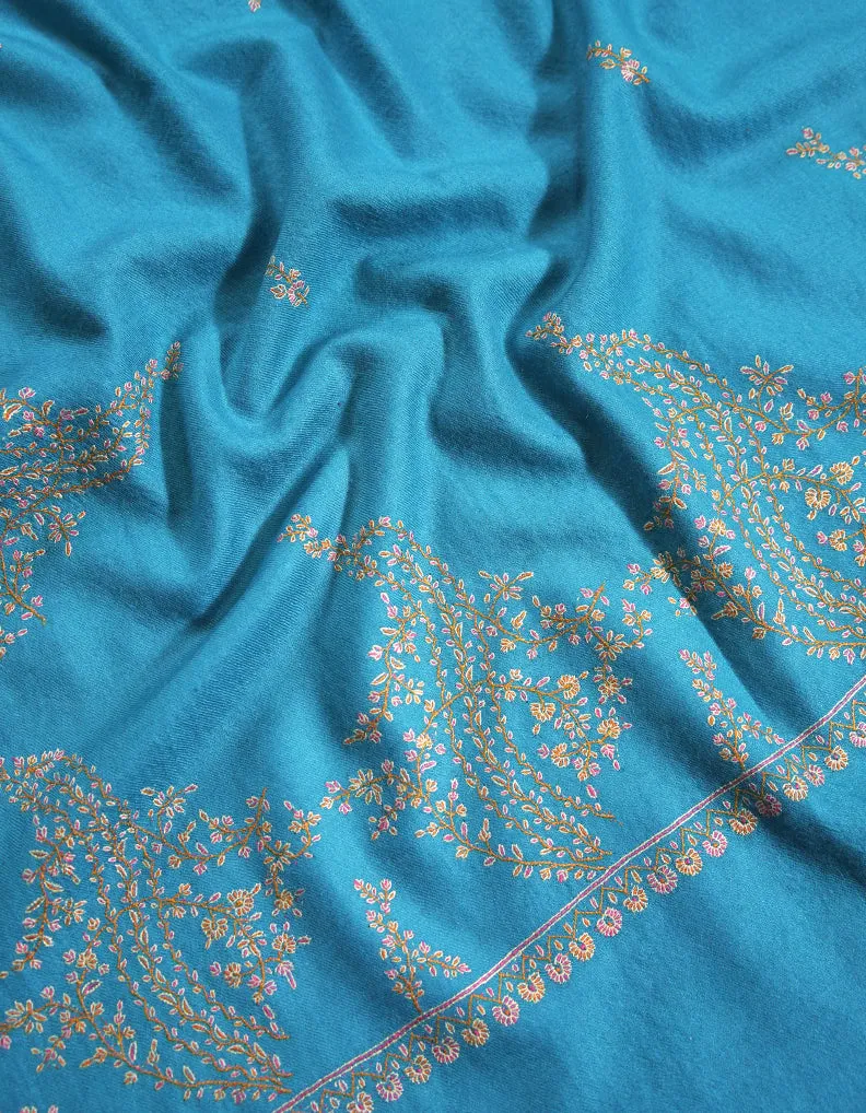 olympic blue embroidery pashmina shawl 8746