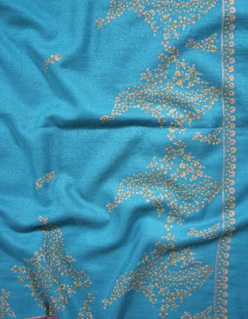 olympic blue embroidery pashmina shawl 8746