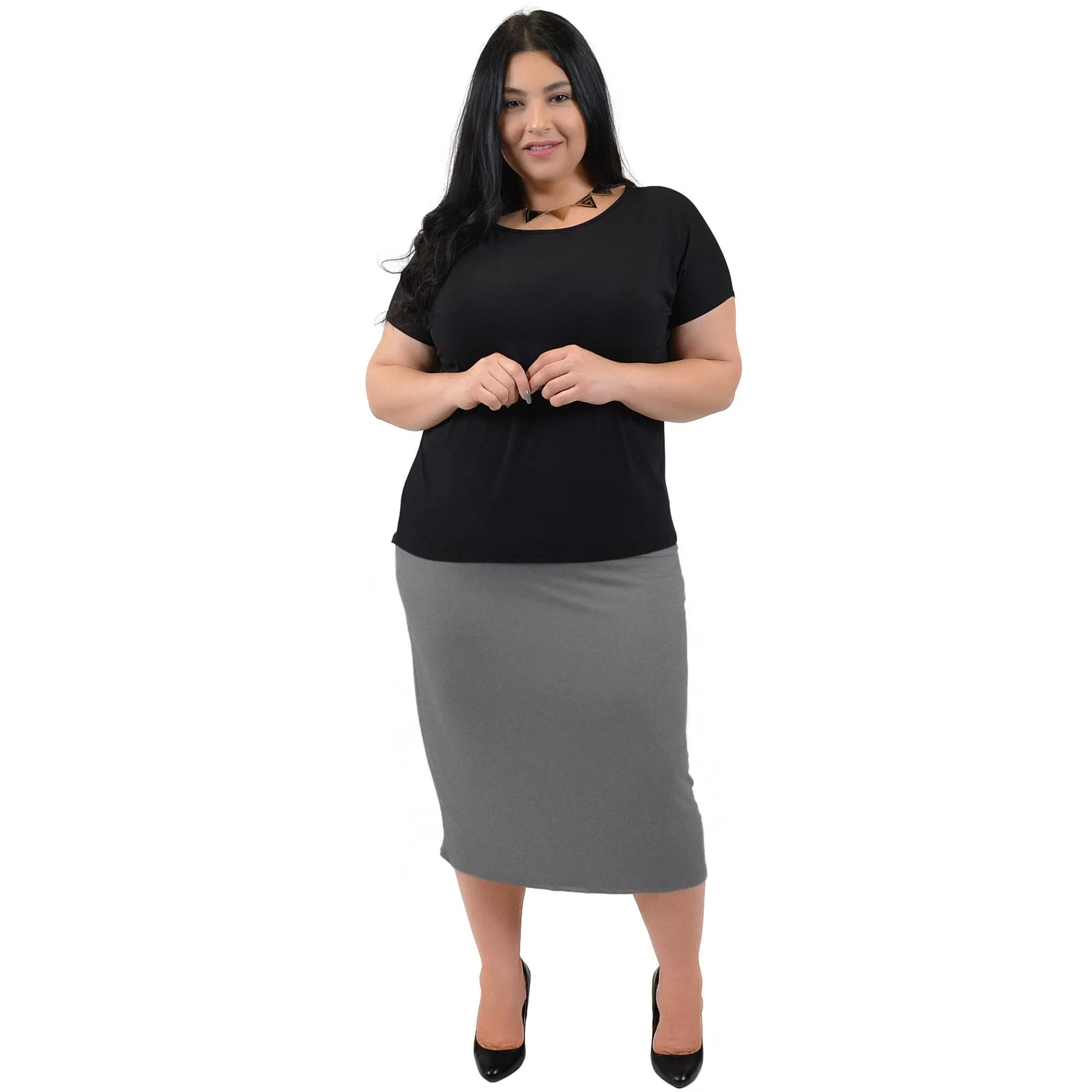 Plus Size Comfortable Soft Stretch MIDI Skirt