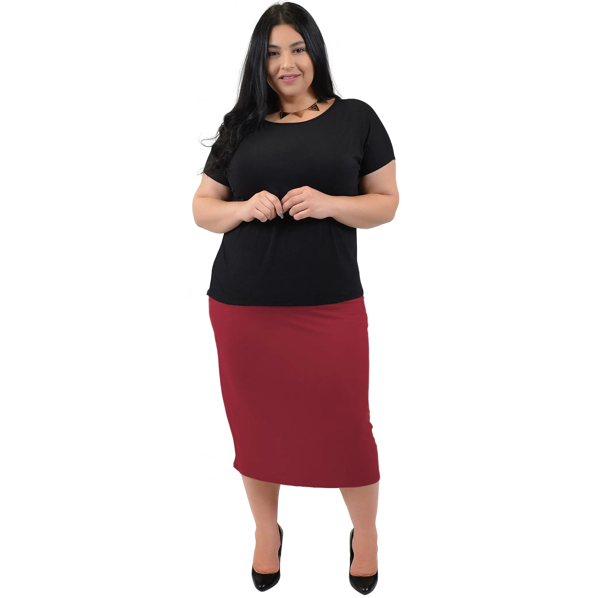 Plus Size Comfortable Soft Stretch MIDI Skirt
