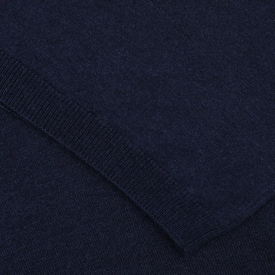 Pure Silk Short Sleeve Polo Shirt - Navy