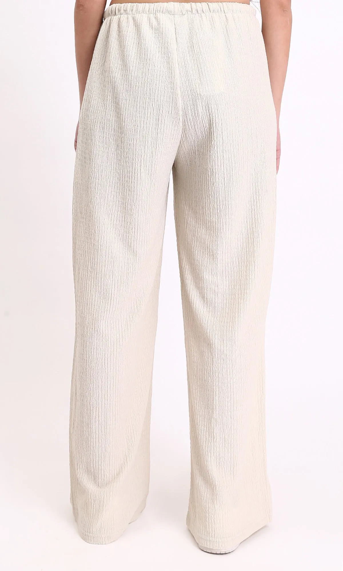 R210602 - Elastic Waist with Drawstring Comfy Pants - Beige