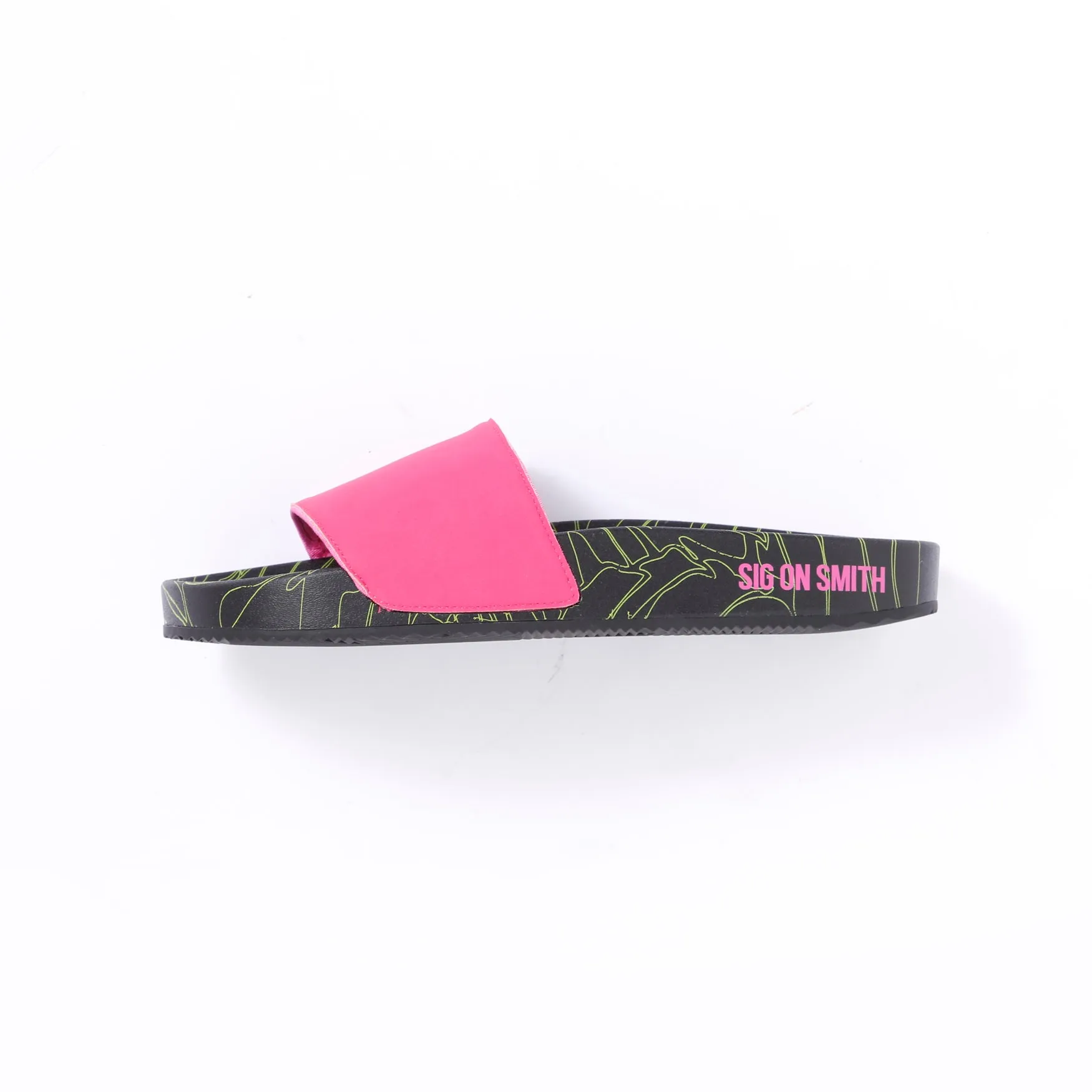 Sig on Smith x HAYN x ILA Swim Slides - Neon Pink/Black/Neon Green