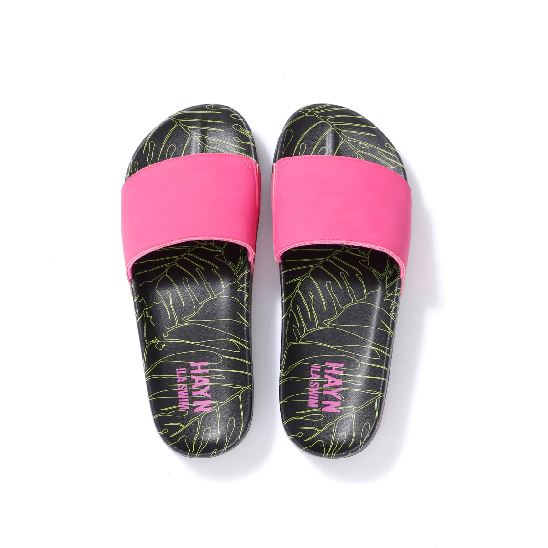 Sig on Smith x HAYN x ILA Swim Slides - Neon Pink/Black/Neon Green