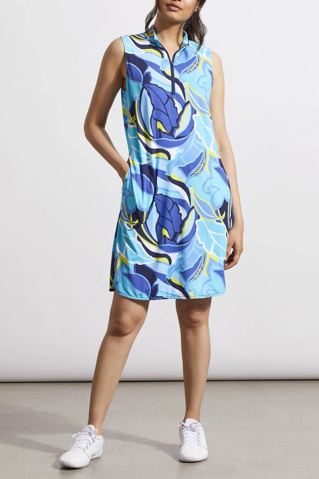 Sleeveless 1/4 Zip Sport Golf Dress Lime