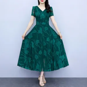 Slimming Chiffon Jacquard Skirt Elegant Big Hem