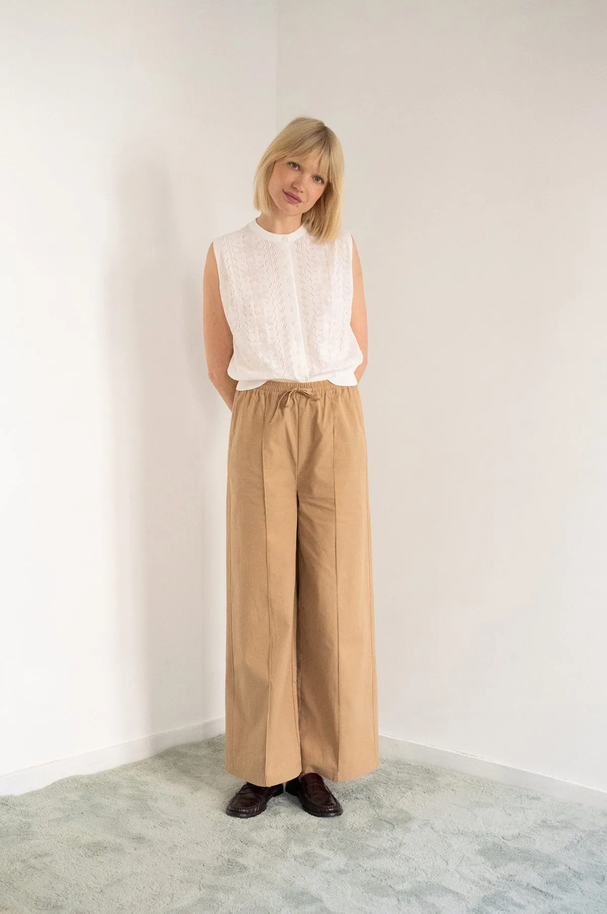 Twill Elasticated Trousers Vanilla