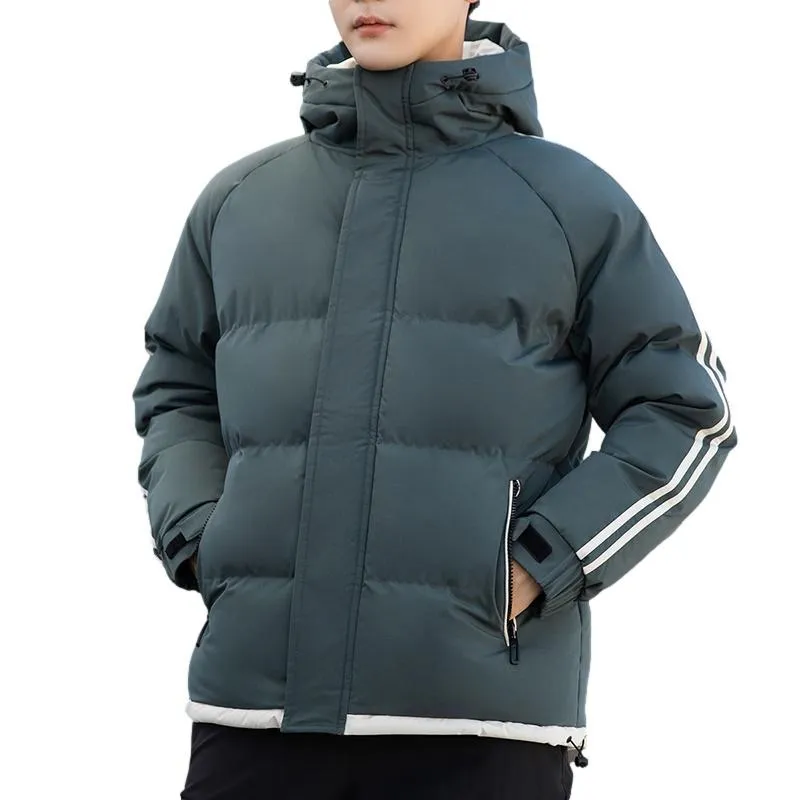 Two Stripes Trendy Hooded Thickened Puffer Jacket