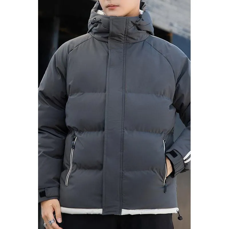 Two Stripes Trendy Hooded Thickened Puffer Jacket