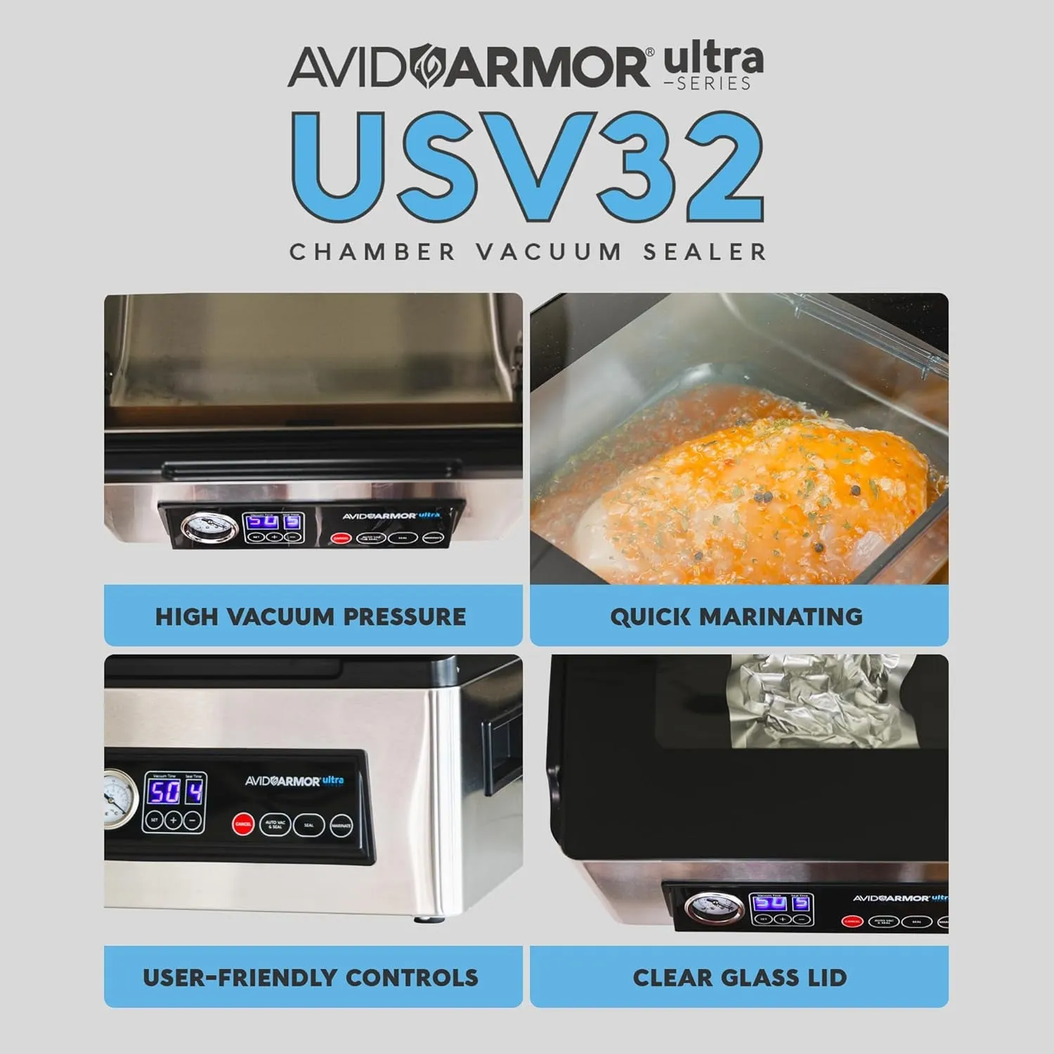 Ultra Series USV32: Premium Chamber Vacuum Sealer Machine High-Performance Vacuum Chamber Sealer for Professional and Home Use,