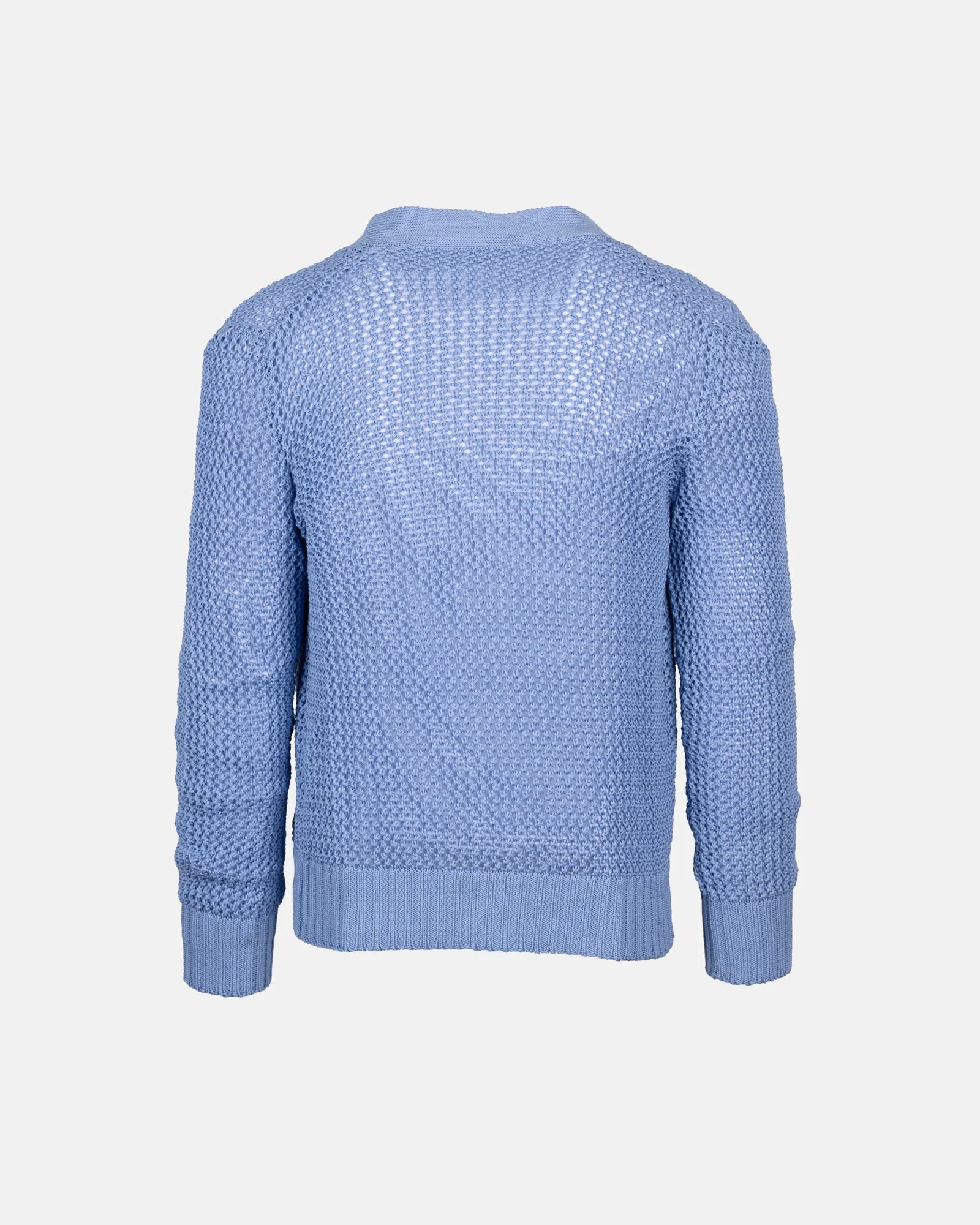 V-neck crochet-knit cotton cardigan - Cielo