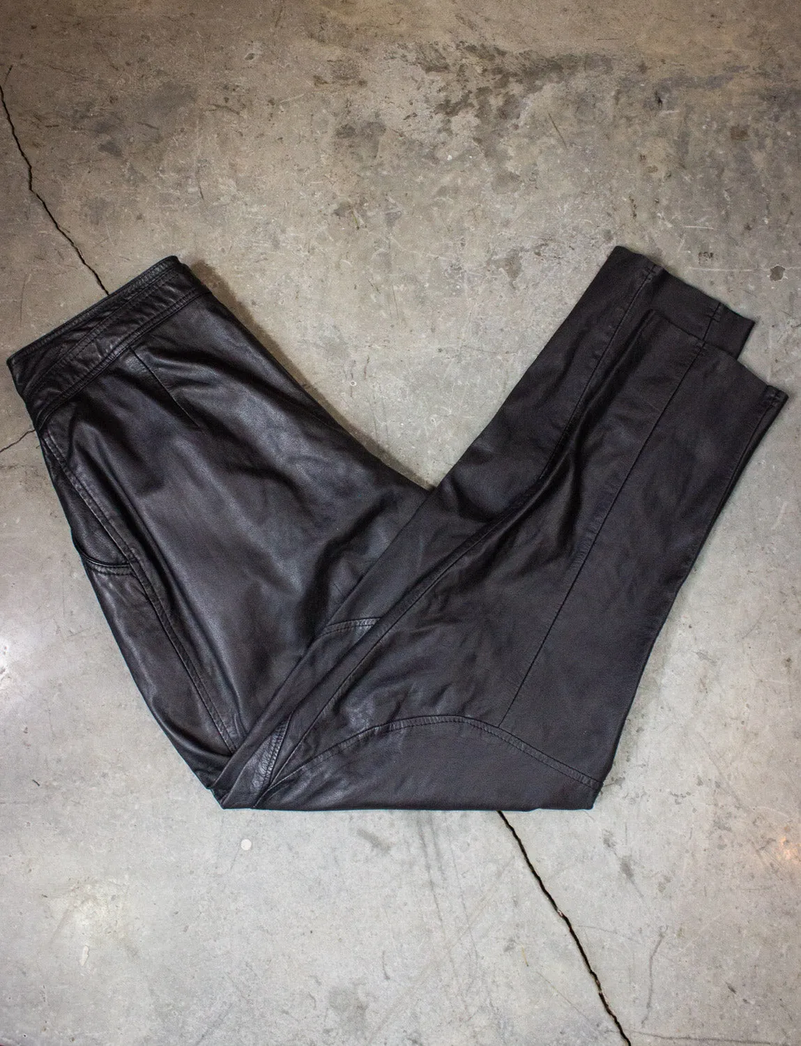 Vintage Byrnes and Baker Black Leather Pants 90s 32x31