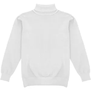 White Mens Long Sleeve Knit Turtleneck Sweater
